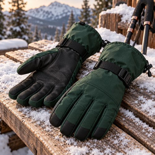 Alpine Forest Ski Gloves — digitally generated product illustration; props not included