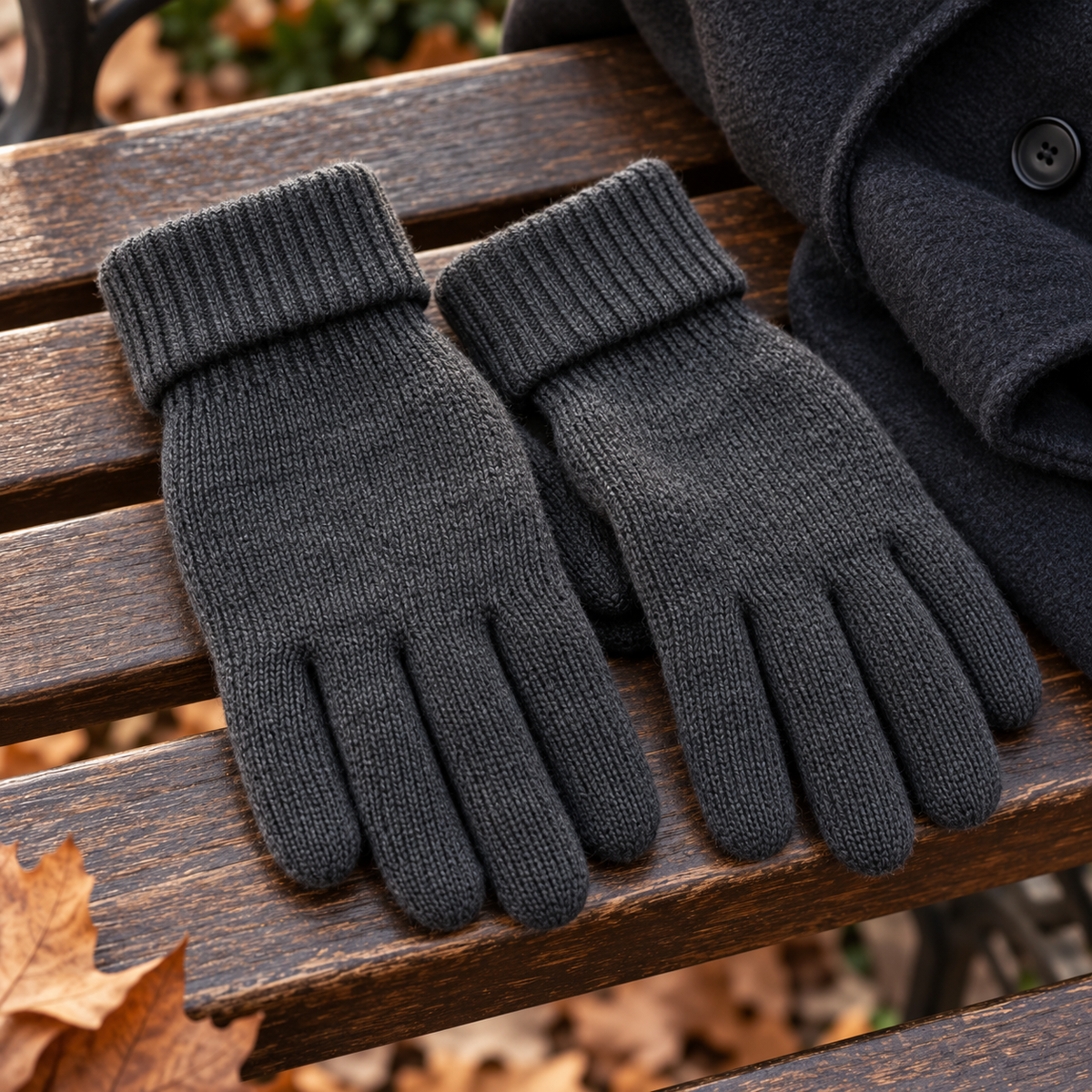 Charcoal Ribbed Everyday Gloves — digitally generated product illustration; props not included
