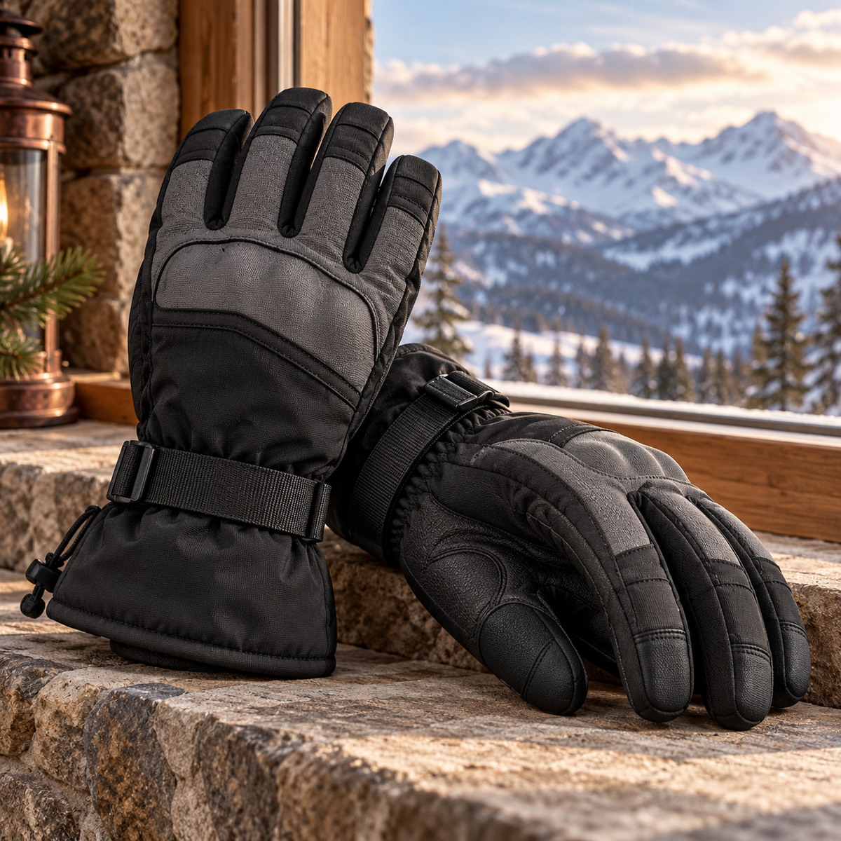 Summit Black Ski Gloves — digitally generated product illustration; props not included